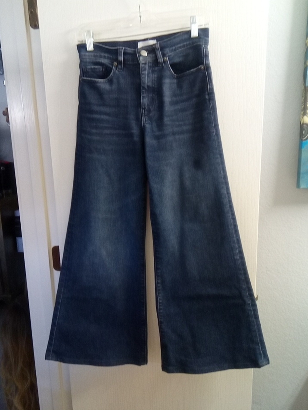 Frame Denim Dark Wash High-Rise Wide Leg Jeans